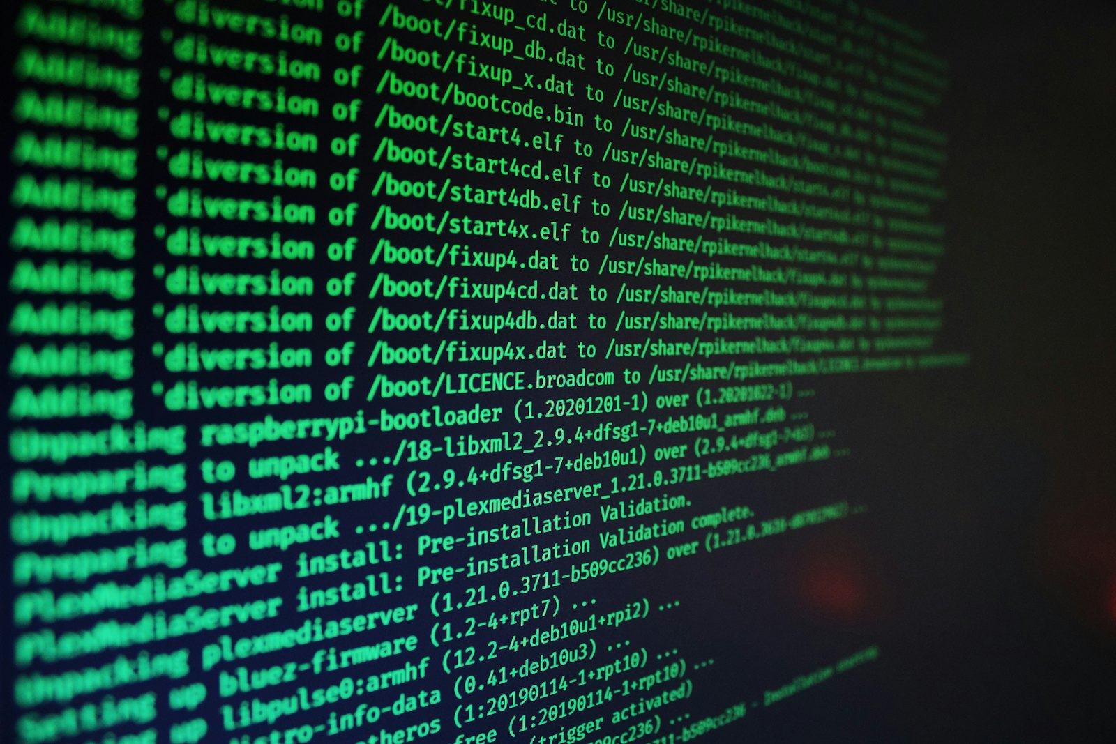 Command output running in a terminal